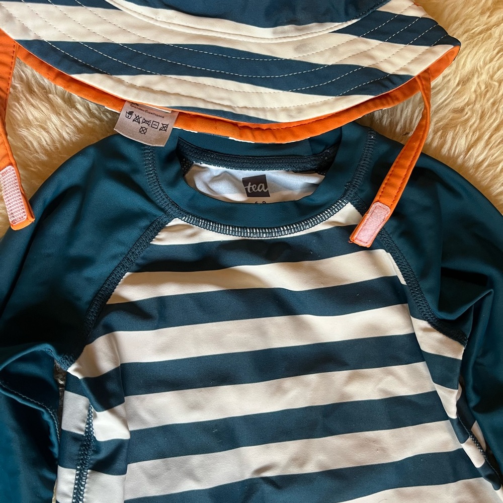 Striped Blue and White Rash Guard Set - Picture 4 of 6
